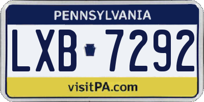 PA license plate LXB7292