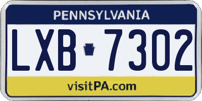 PA license plate LXB7302