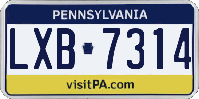 PA license plate LXB7314