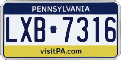 PA license plate LXB7316