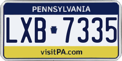 PA license plate LXB7335