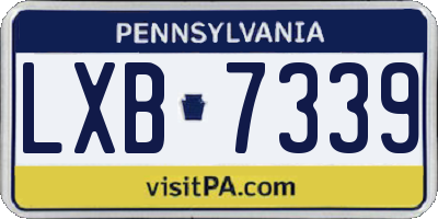 PA license plate LXB7339