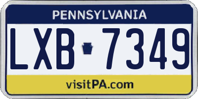 PA license plate LXB7349