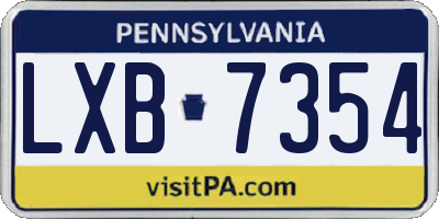 PA license plate LXB7354