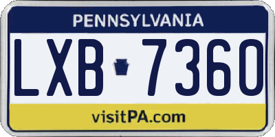PA license plate LXB7360