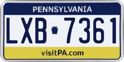 PA license plate LXB7361