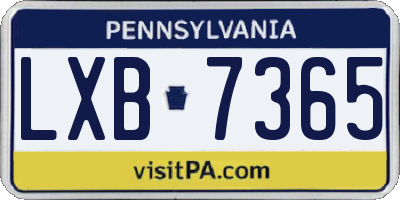 PA license plate LXB7365