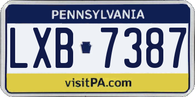 PA license plate LXB7387