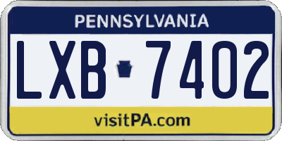 PA license plate LXB7402