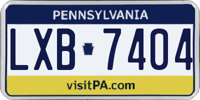 PA license plate LXB7404
