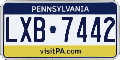PA license plate LXB7442