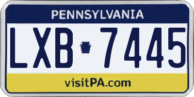 PA license plate LXB7445