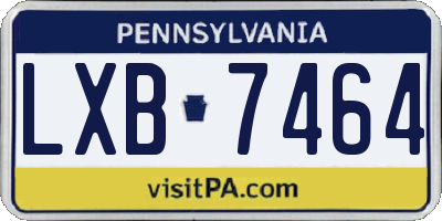 PA license plate LXB7464