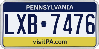 PA license plate LXB7476
