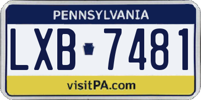 PA license plate LXB7481