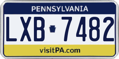 PA license plate LXB7482