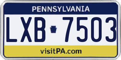 PA license plate LXB7503