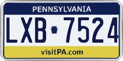 PA license plate LXB7524