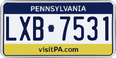 PA license plate LXB7531