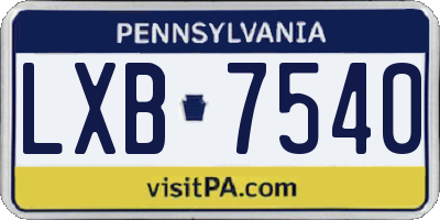 PA license plate LXB7540