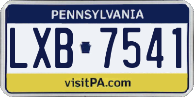 PA license plate LXB7541