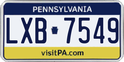 PA license plate LXB7549