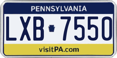 PA license plate LXB7550