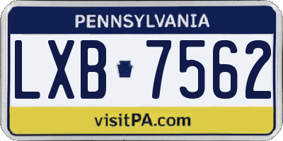 PA license plate LXB7562