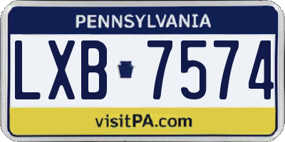 PA license plate LXB7574
