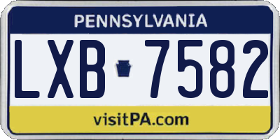 PA license plate LXB7582