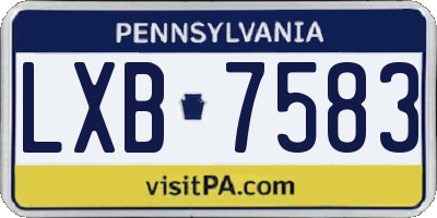 PA license plate LXB7583