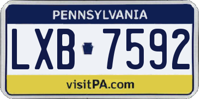 PA license plate LXB7592