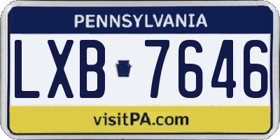 PA license plate LXB7646