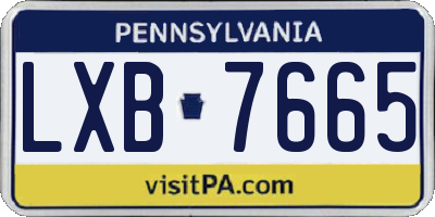 PA license plate LXB7665