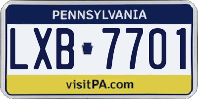 PA license plate LXB7701