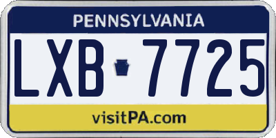 PA license plate LXB7725