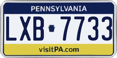 PA license plate LXB7733