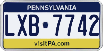 PA license plate LXB7742