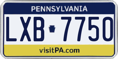 PA license plate LXB7750