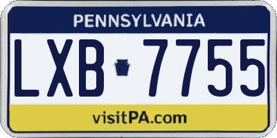 PA license plate LXB7755