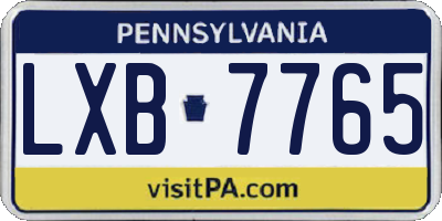 PA license plate LXB7765