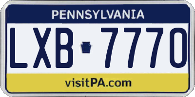 PA license plate LXB7770