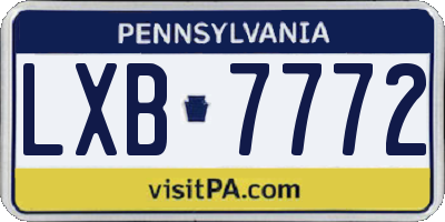 PA license plate LXB7772
