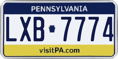 PA license plate LXB7774