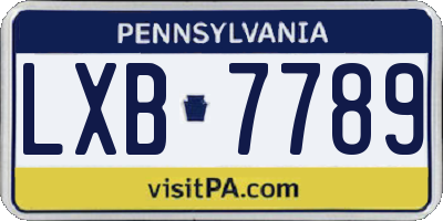 PA license plate LXB7789