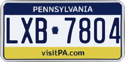 PA license plate LXB7804
