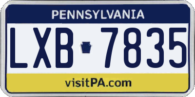 PA license plate LXB7835