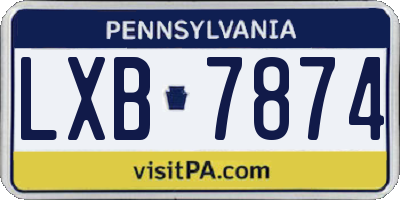 PA license plate LXB7874