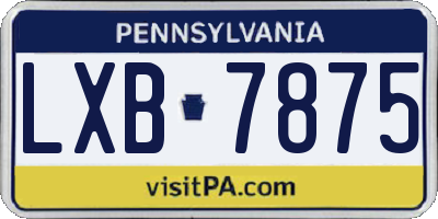 PA license plate LXB7875