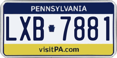 PA license plate LXB7881